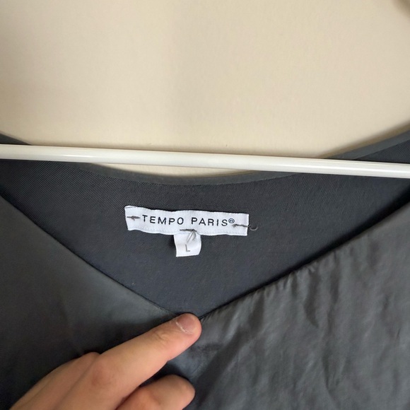 Tempo Paris Lag & Look Charcoal Lace Bottom Romantic Victorian Blouse Top Boho - Picture 3 of 10